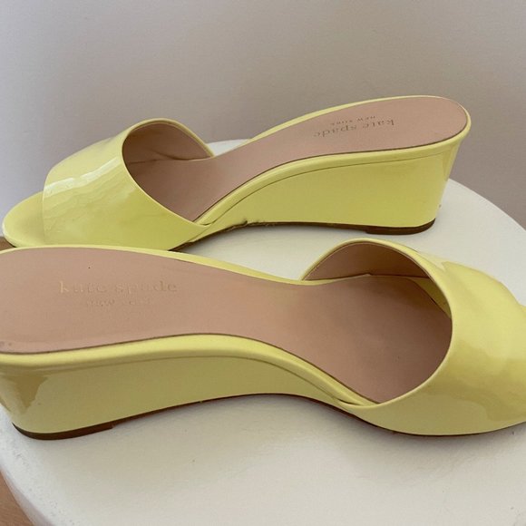 Kate Spade Willon Slip On Wedges Sandals Lemon Sorbet Size 9 - Picture 6 of 7